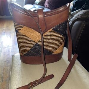 vintage wicker woven leather purse handbag